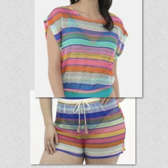 💜Bundle No Bo Tie front crochet shorts and top 2 piece set Size:Large(12-14) - Picture 1 of 8